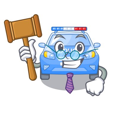 Yargıç araba polis ile maskot vektör çizim içinde izole