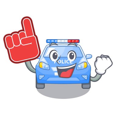 Maskot vektör çizim ile izole köpük parmak araba polis