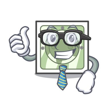 Maskot duvar vektör çizim işadamı elektrik prizine bağlı