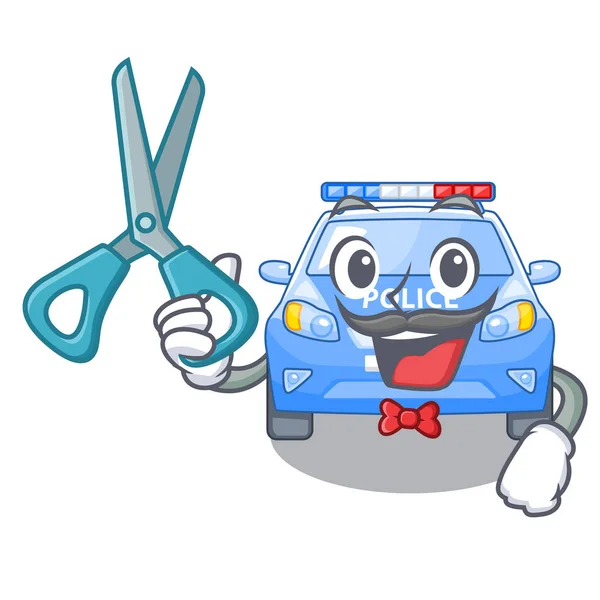 Barber Police Car Cartoon Roadside Vector Illustration — Stock Vector