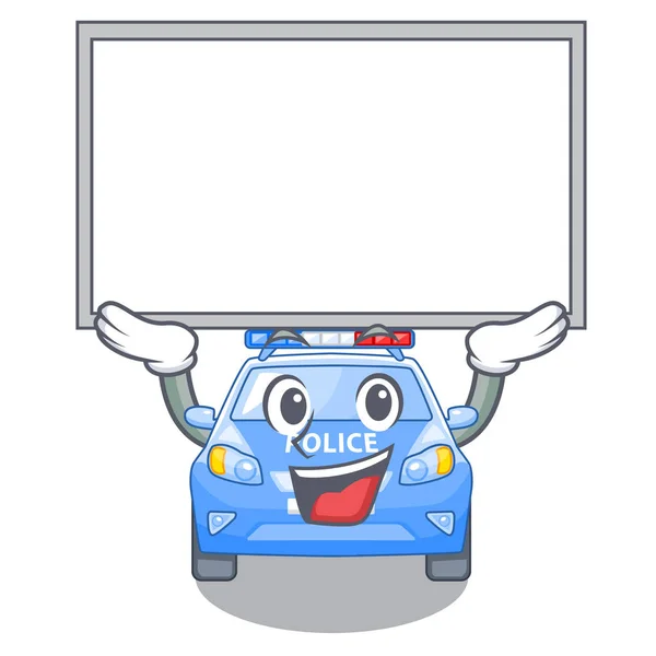 Board Police Car Cartoon Roadside Vector Illustration — Stock Vector