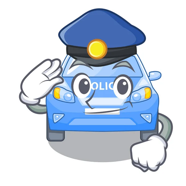 Politie Politie Auto Een Cartoon Langs Vectorillustratie — Stockvector