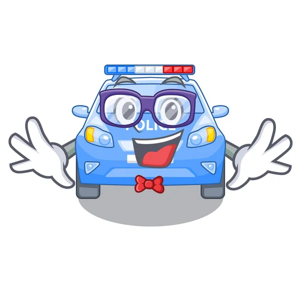Geek Police Car Shape Character Vector Illustration — Stock Vector