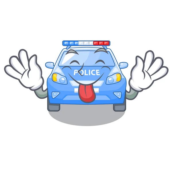 Vyplazený Jazyk Auto Policie Izolované Maskot Vektorové Ilustrace — Stockový vektor