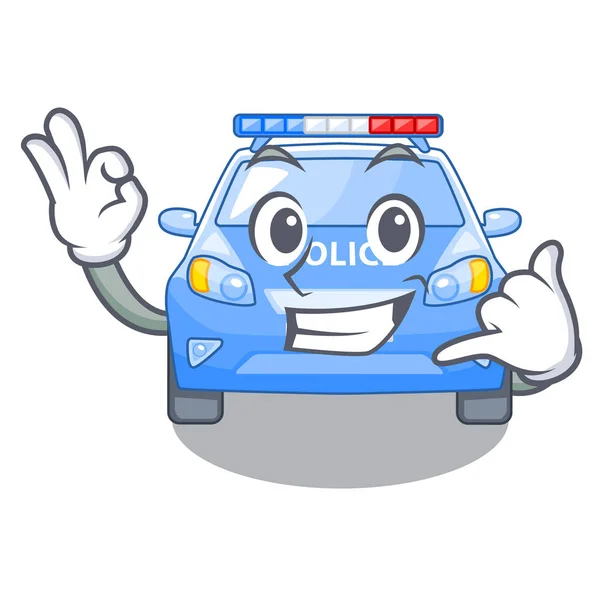 Appelez Moi Police Voiture Isolé Avec Illustration Vectorielle Mascotte — Image vectorielle