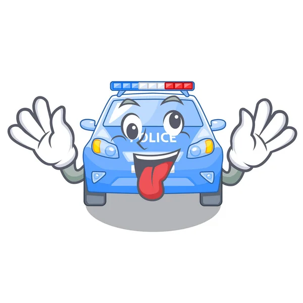 Louco Carro Polícia Isolado Com Mascote Vetor Ilustração —  Vetores de Stock