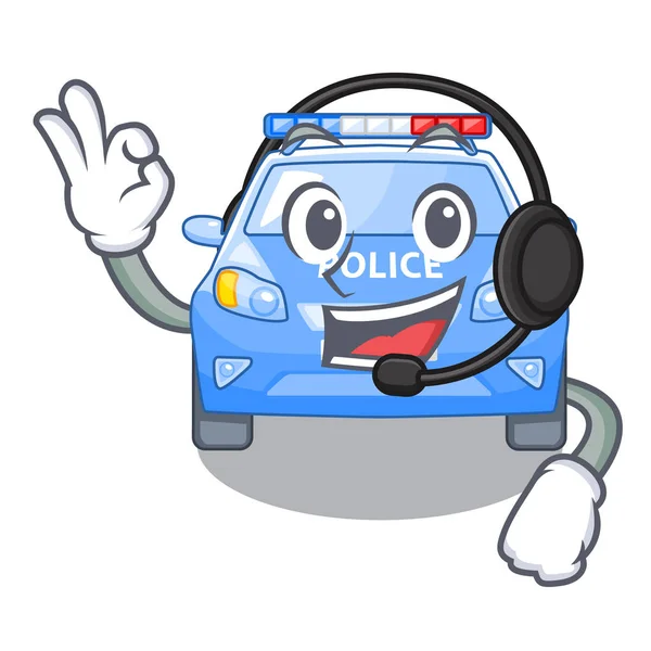 Avec Casque Voiture Police Isolé Avec Dans Illustration Vectorielle Mascotte — Image vectorielle