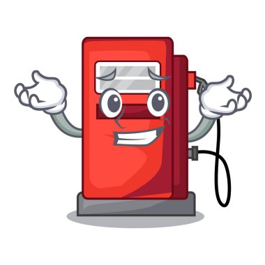 Maskot izole sırıtan gosoline pompa