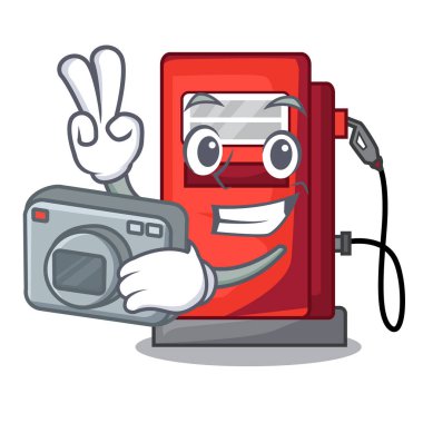 Fotoğrafçı minyatür gosoline pompaları karikatür şeklinde