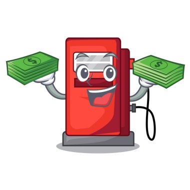 Para çantası minyatür gosoline pompaları ile karikatür şeklinde
