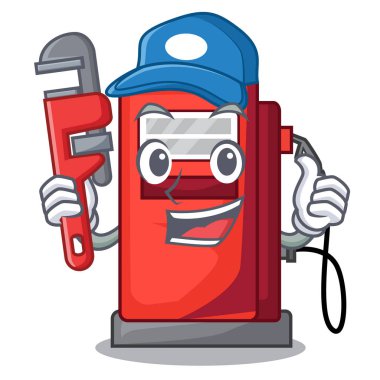 Tesisatçı gosoline pompa ön çizgi film evi