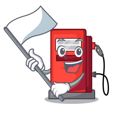 Bayrağı ile gosoline pompa ön çizgi film evi