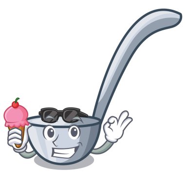 Dondurma karikatür Kepçeler ile bir raf