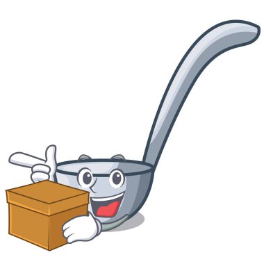 Kutusu karikatür Kepçeler ile bir raf