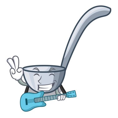 With guitar ladles isolated with in the mascot