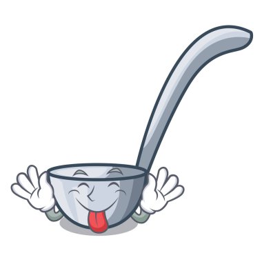 Ahşap çizgi film masada Kepçeler dışarı dil