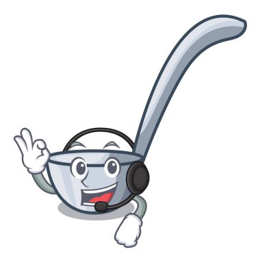 Ahşap çizgi film tablo ile kulaklık Kepçeler