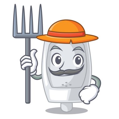 Çiftçi pisuar maskotu ile izole