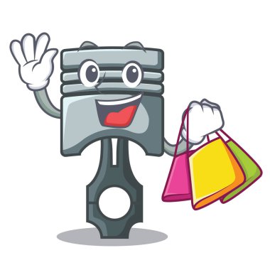 Piston karakter alışveriş bir kutu