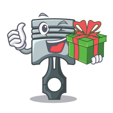 Karikatür şeklinde izole hediye piston ile