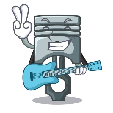 Karikatür şeklinde izole gitar piston ile