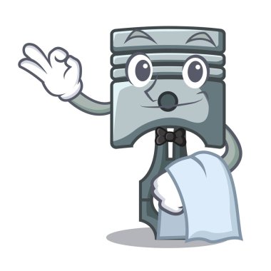 Karikatür şeklinde izole garson piston