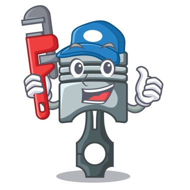 Tesisatçı minyatür piston karikatür şeklinde