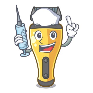 Hemşire Elektrikli tıraş makinesi üzerinde çizgi film tablo