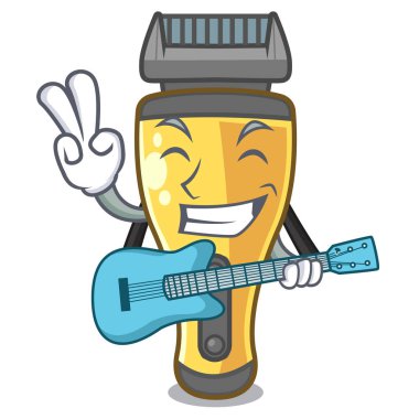 İle maskotu izole gitar Elektrikli tıraş makinesi ile