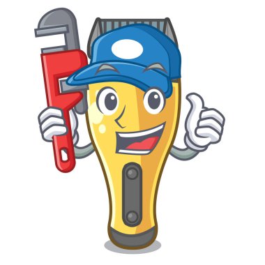 Tesisatçı Elektrikli tıraş makinesi şekil komik karikatür