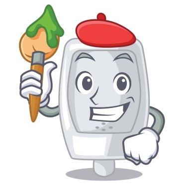 Sanatçı pisuar maskotu ile izole