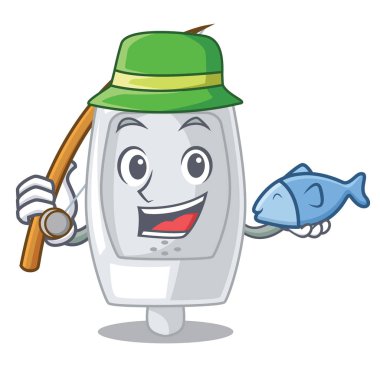 Balık tutma pisuara bir çizgi film banyo