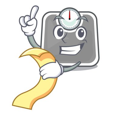 Menü ağırlık scala ile maskot masada