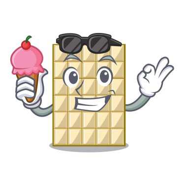 Dondurma beyaz bir çizgi film tabağa çikolata ile