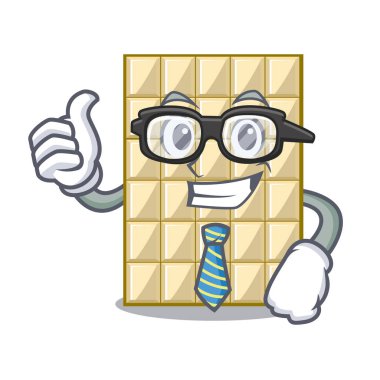 İşadamı beyaz bir çizgi film tabağa çikolata