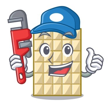 İzole tesisatçı beyaz çikolata karakteri ile