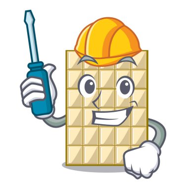 İzole beyaz çikolata karakteri ile otomotiv