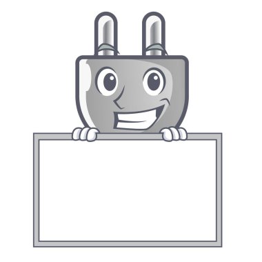 Kurulu Güç Tak ile sırıtarak karikatür duvar sıkışmış