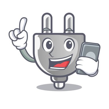 Telefon güç ile tak karikatür duvar sıkışmış.