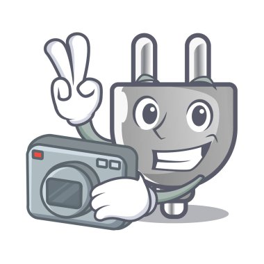 Mascot fotoğrafçı izole güç Tak