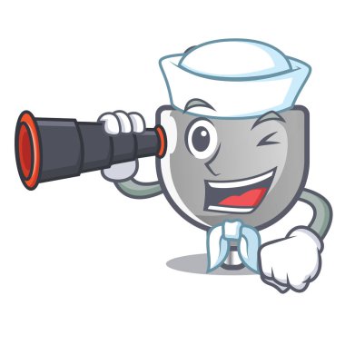 Denizci ile dürbün izole güç takın maskot