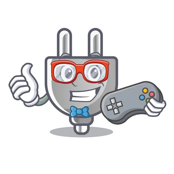 A mascot Gamer elszigetelt tápkábel — Stock Vector