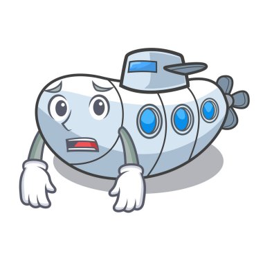 Korkarım denizaltı ile izole karikatür