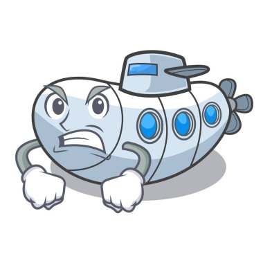 Kızgın denizaltı ile izole karikatür