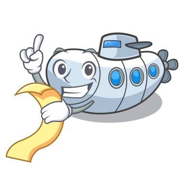 Karikatür ile menü denizaltı ile izole