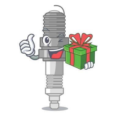 Hediye ile maskotu ile izole buji