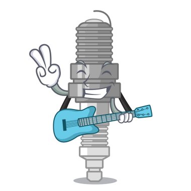 Gitar ile maskotu ile izole buji