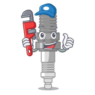 Tesisatçı minyatür buji karikatür şeklinde