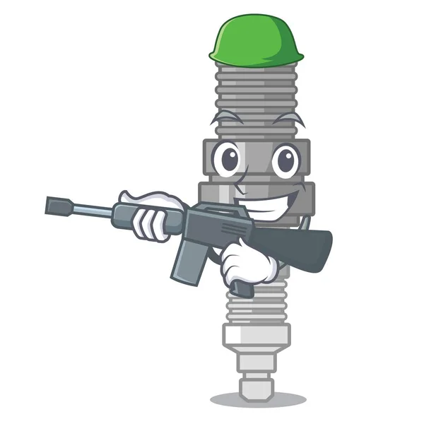 Army spark plug in the character shape — Stock Vector