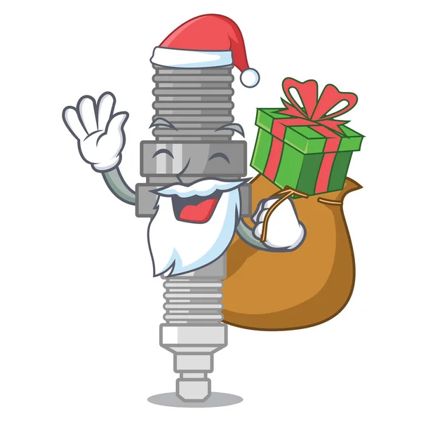 Kerstman met cadeau miniatuur bougie in cartoon vorm — Stockvector